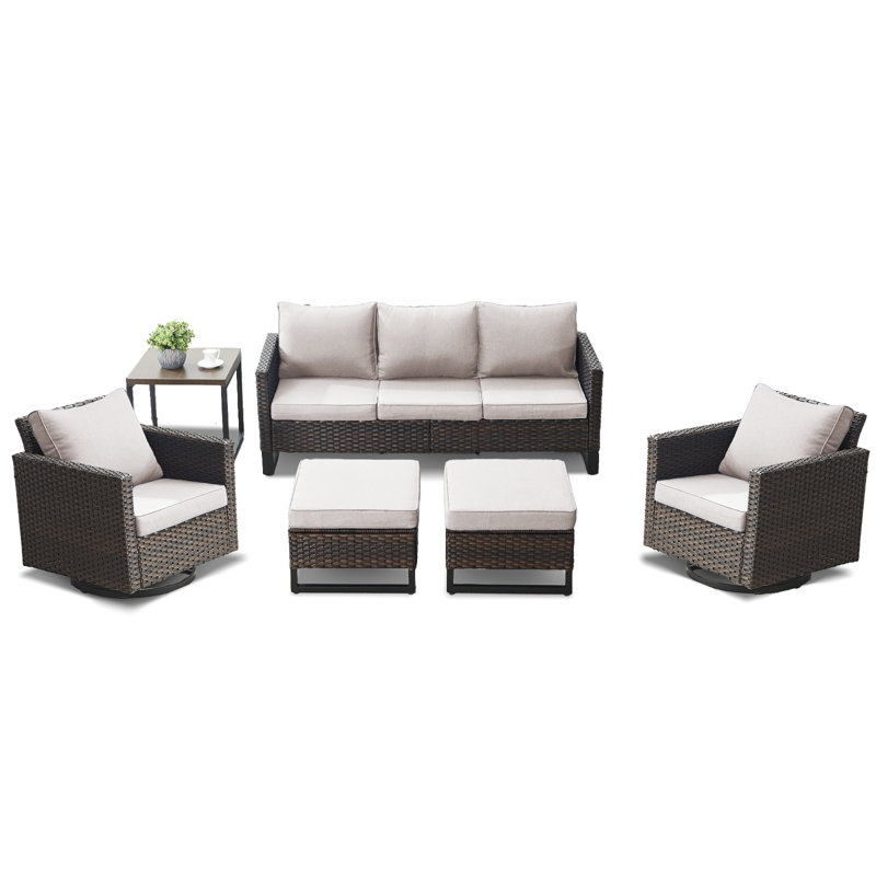 Ensemble de conversation avec canapé 6 pièces Kaneidra, Beige