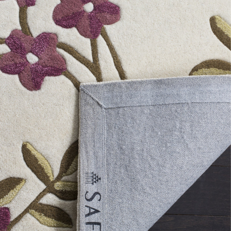 Tapis floral en laine touffeté à la main Fermont, Rectangle 8 pi x 10 pi