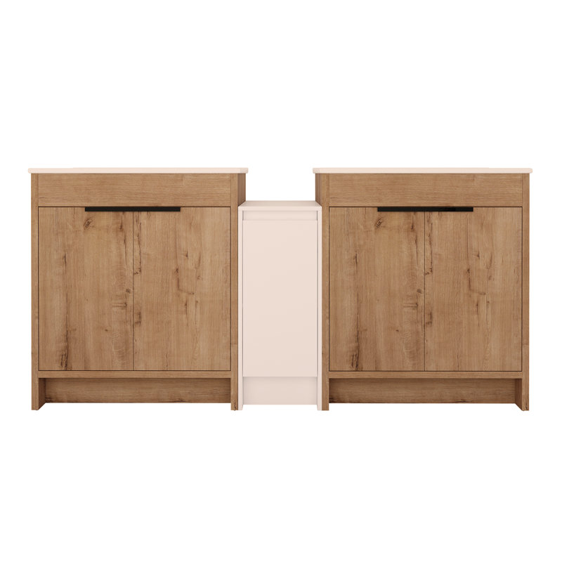 Meuble-lavabo autoportant de 72 pouces avec lavabo en céramique et armoires de rangement, porte à fermeture douce