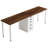Nordic-Style Walnut Office Desk With White Metal Legs And Drawer Suitable For Home Office & Storage Needs