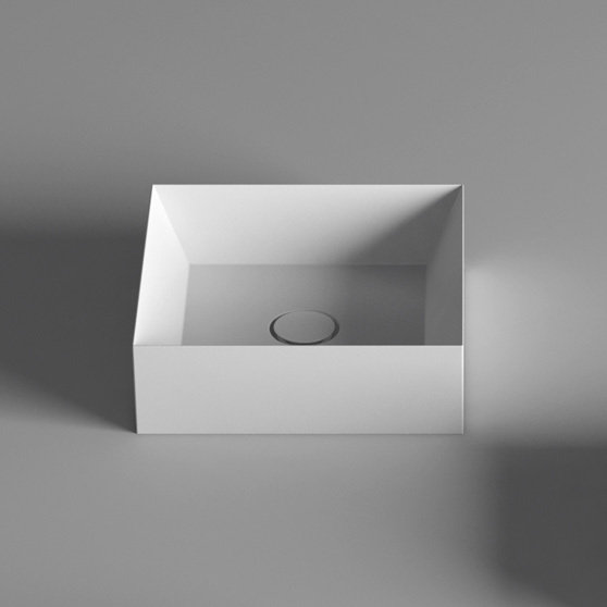 WS Bath Collections Track 15'' Matte White Ceramic Square Bathroom Sink