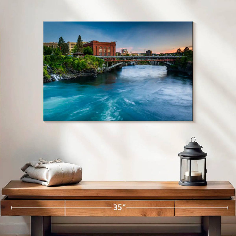 Rivière Nicci Spokane au coucher du soleil, H 16 po x l 24 po