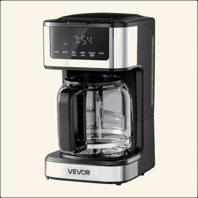 VEVOR Programmable Coffee Maker, 12 Cup Programmable Drip Coffee Makers With Touch Screen, 4-Hour Keep Warm Coffee Makers Drips, 2 Brew Strengths Drip Coffee Machine For Home, 24-Hour Programmable