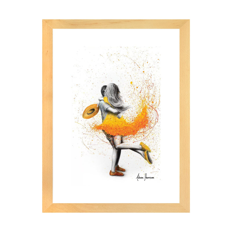 «Sunday Together» par Ashvin Harrison - reproduction imprimée, Toile avec cadre en bois beige, Blanc
