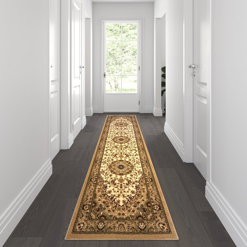 Damora Multipurpose Persian Style Olefin Medallion Motif Area Rug, Runner 3' x 10'