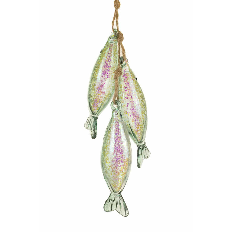 Ornement de poisson sarcelle pêché