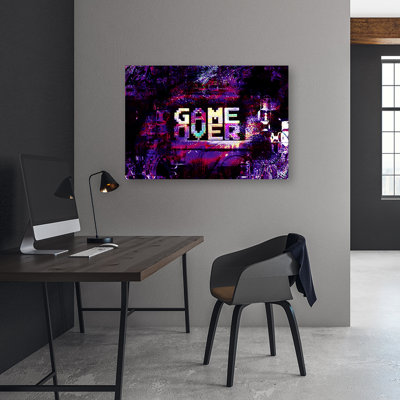 Mural, Abstract Game Over Inscription - No Frame Print on Canvas