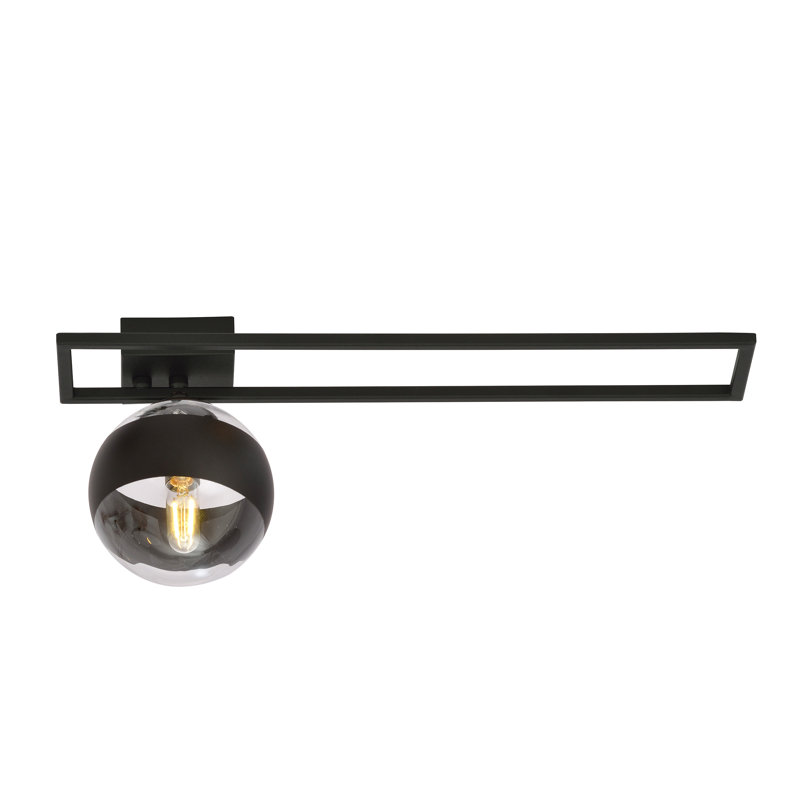 Appiah Glass Flush Mount, 17cm H x 60cm W x 4cm D, Black/Transparent