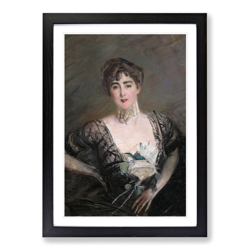 Josefina Alvear De Errazuriz by Giovanni Boldini - Picture Frame Painting, 48cm H x 36cm W x 2cm D, Black