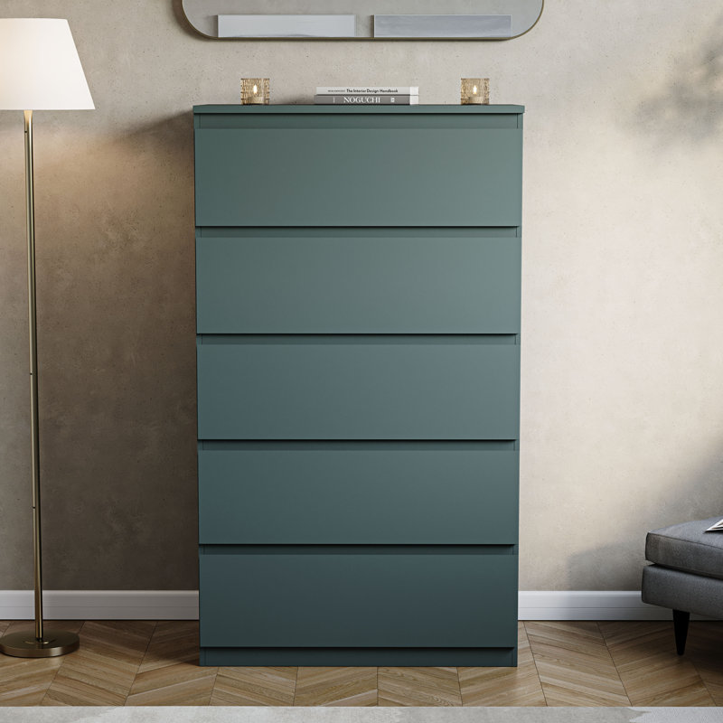 Cunha 70cm W 5 - Drawer Chest of Drawers, Green