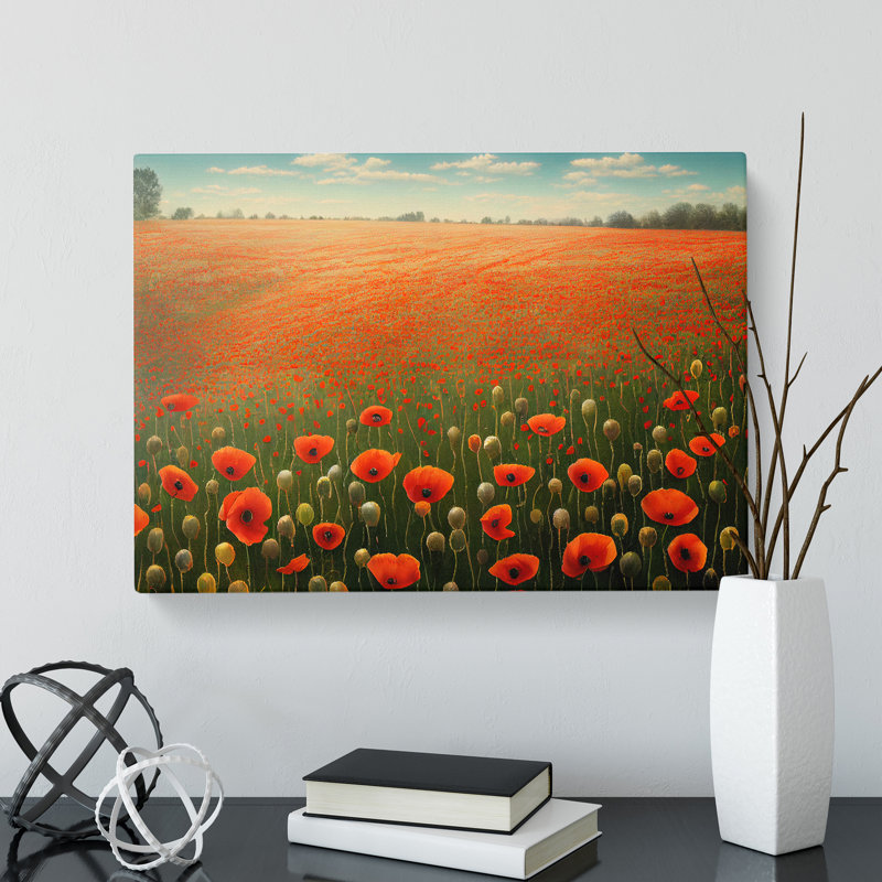 Iconic Poppy Field Flowers - Wrapped Canvas, 50cm H x 76cm W x 3cm D