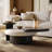 Modern Round Coffee Table Set, 3-Piece Mixed Material Design with Swivel Top – 51.2" Microcrystalline Stone, Contemporary Living Room Centerpiece