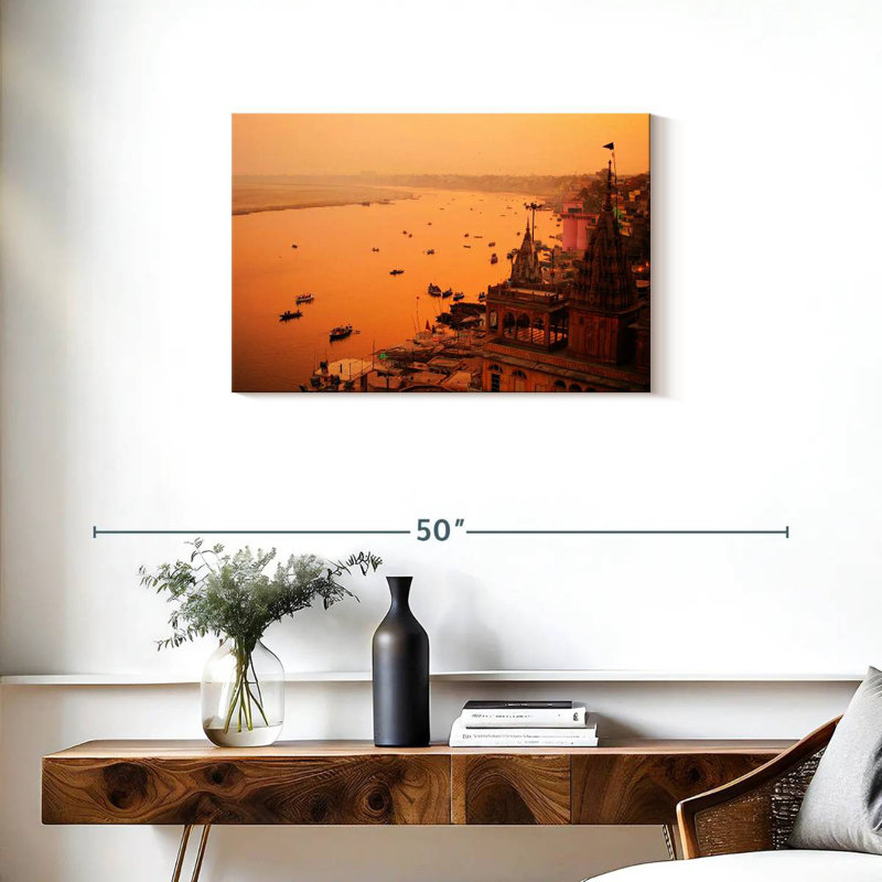 Ravi Hazy Varanasi Sunset, 20" H x 30" W