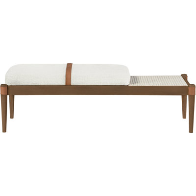 Nara Cream Linen Textured Fabric Upholstered Bench