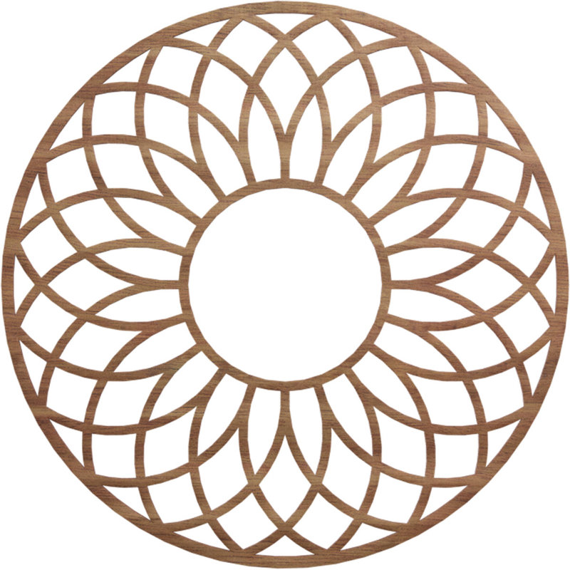 Médaillon de plafond en bois ajouré Cannes, Noyer, H 32 po x l 32 po x P 0,38 po