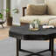 Table basse rétro en bois à motif patchwork octogonal avec pieds croisés en métal, pour un décor campagnard et une utilisation efficace de l'espace.-1186610916