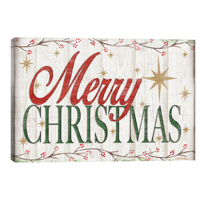 Merry Christmas 1 Piece Wrapped Canvas Wall Art