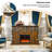 73.23"Brown Solid Wood Simulated Flame Electric Fireplace-482350950