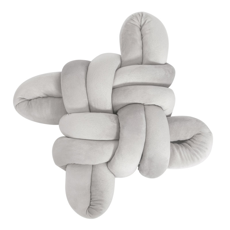 Velvet Knot Throw Pillow, Gray