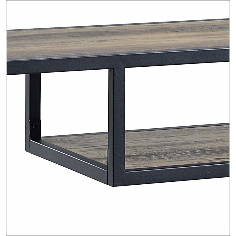 Rustic Oak and Black Console Table with 2 Shelves