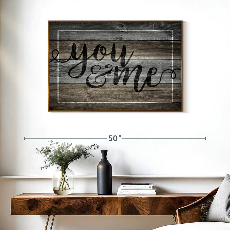 Plaque murale "You And Me", Cadre flottant doré, 37 po x 25 po