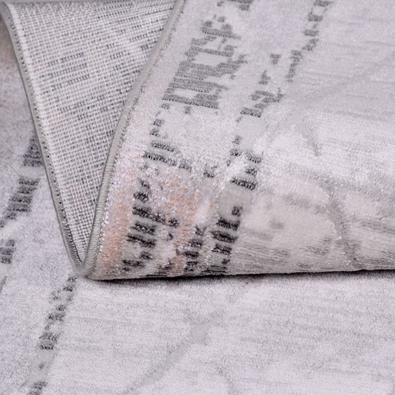 Tapis gris moderne lavable à la machine, Rectangle 2 pi 8 po x 5 pi