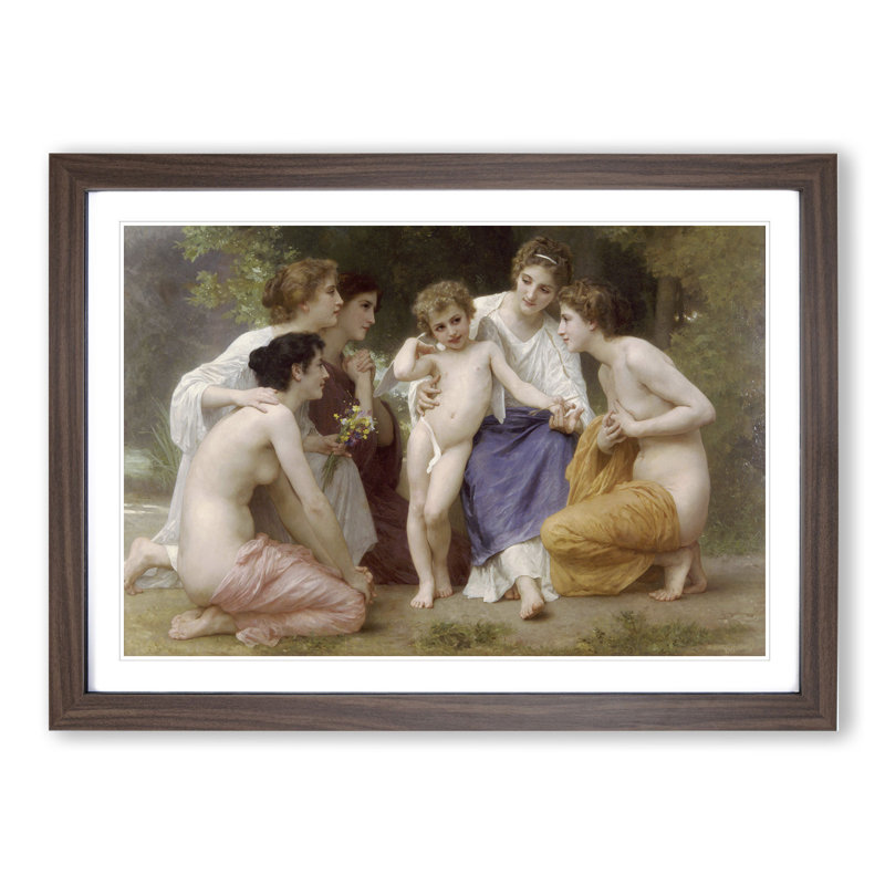 Admiration by William Adolphe Bouguereau - Picture Frame Painting, 27cm H x 36cm W x 2cm D, Walnut Framed
