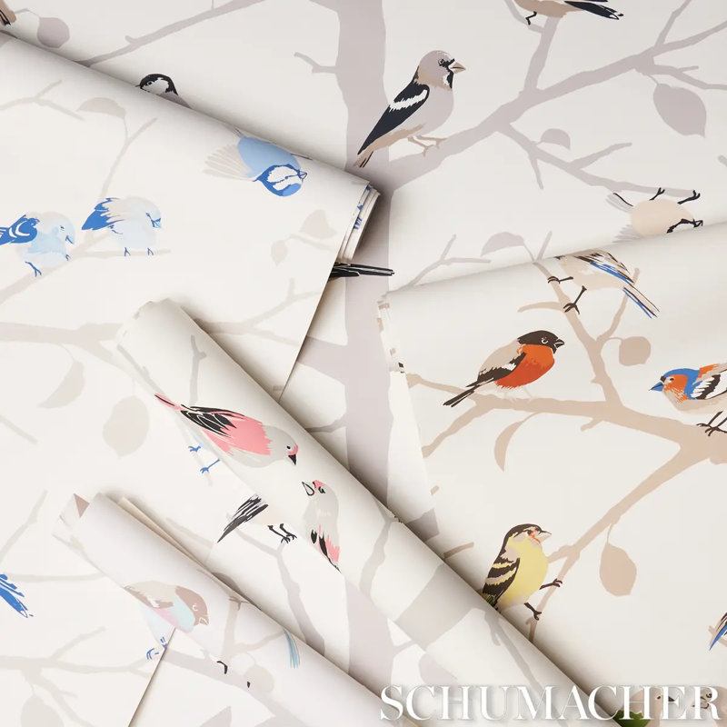 A-Papier peint sur gazouillement, Brun/gris/beige