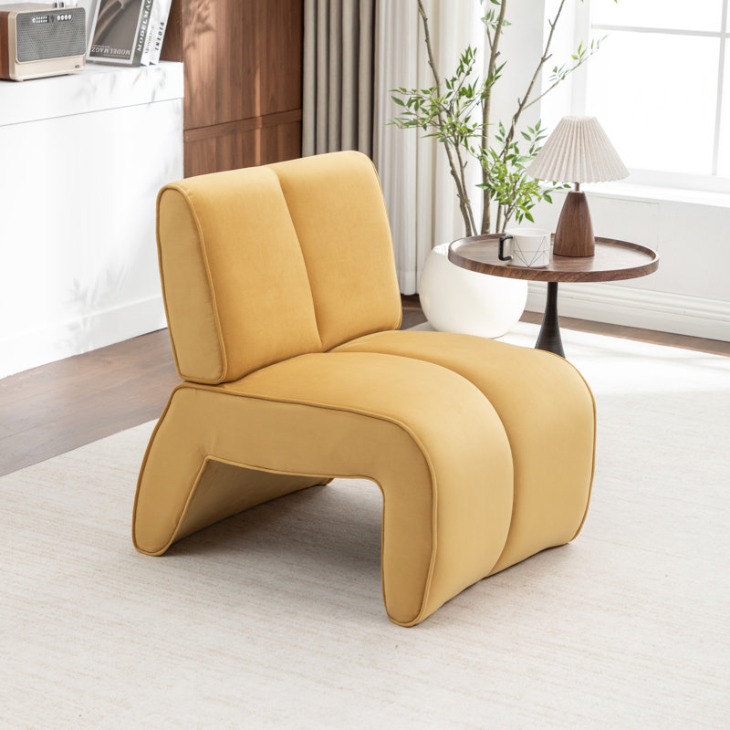 Fauteuil d'appoint en velours Angel, Jaune