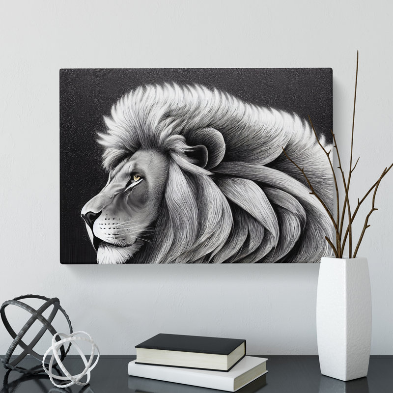 Electrifying Lion - Wrapped Canvas Print, 40cm H x 60cm W x 3cm D