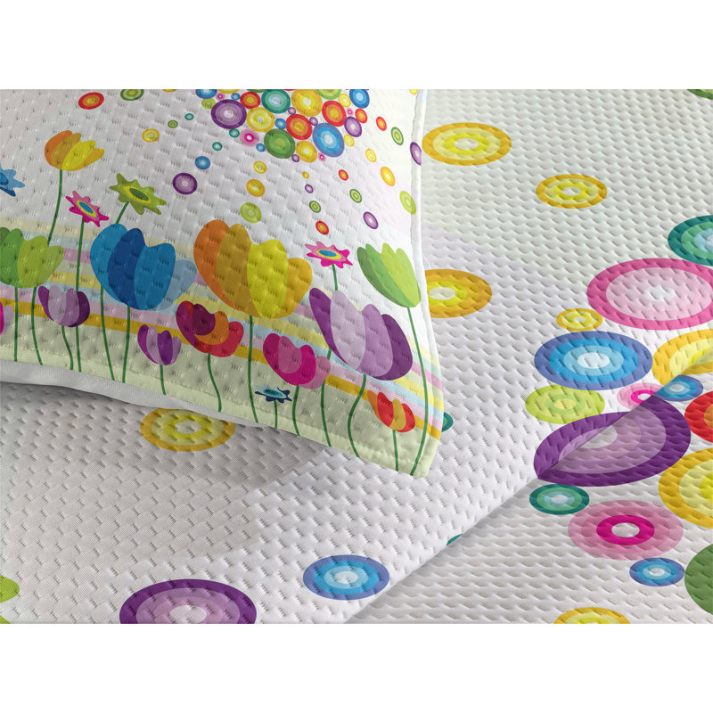 Cloud Floral Coverlet, King Bedspread + 2 Shams