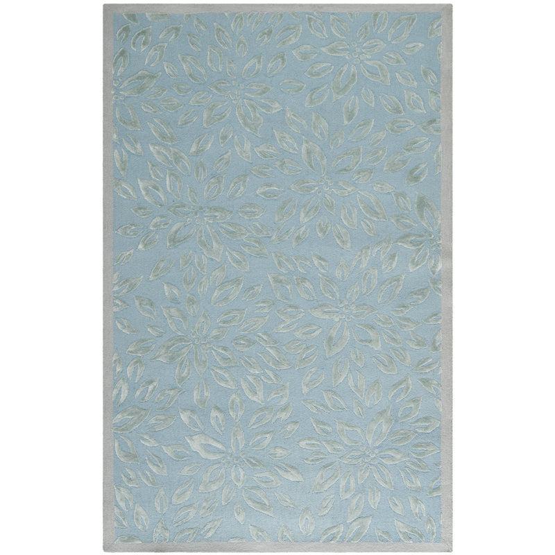 Tapis floral bleu / gris, Rectangle 8 pi x 10 pi