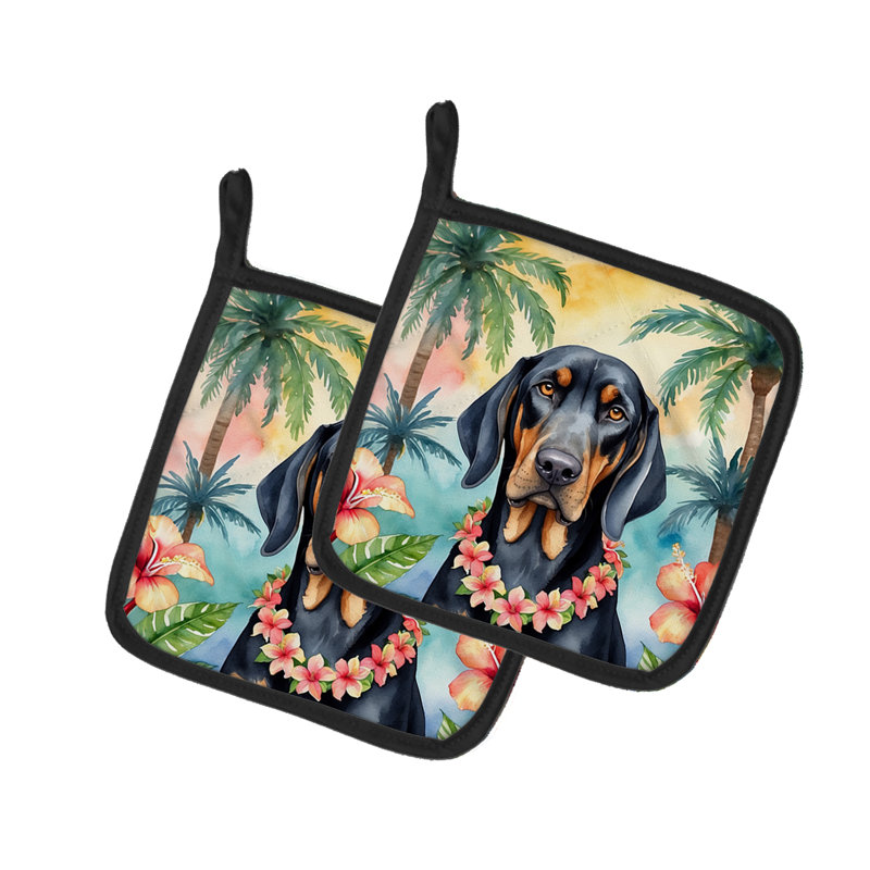 Caroline's Treasures Luau Party Floral Polyester Potholder Set