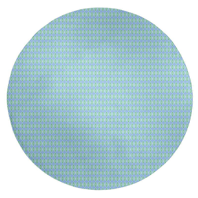 Tapis de couleur bleue losanges ligné, Rond 5 pi