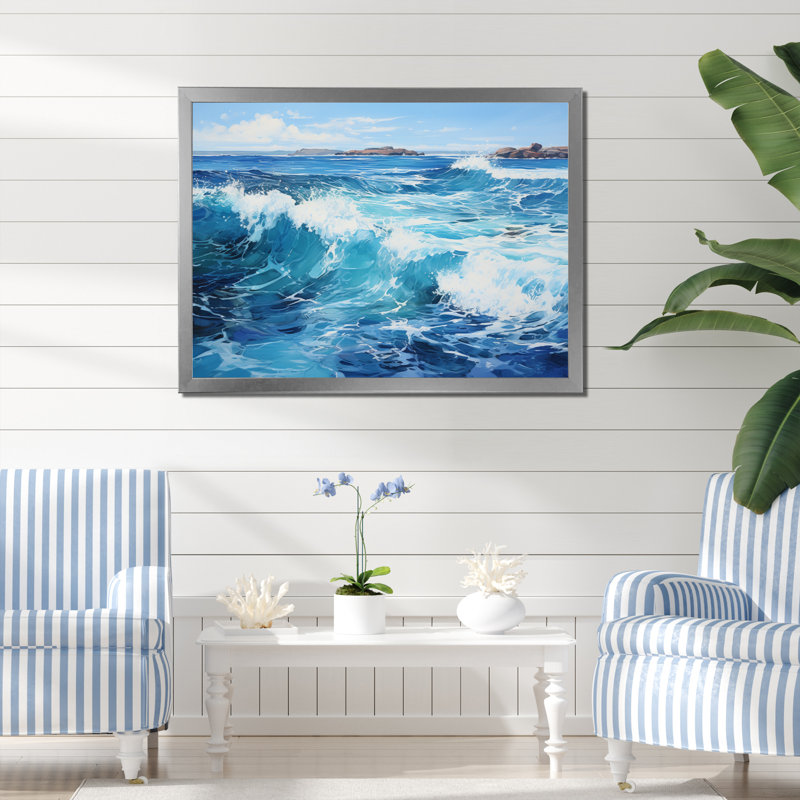" Ocean Sapphire Infinity IV ", 24" H x 32" W x 1" D, Silver Single Picture Framed