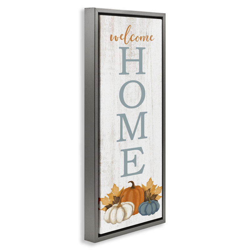 Cadre flottant Welcome Pumpkins & Maple Leaves, conception par Dogwood Portfolio, H 31 po x l 15 po