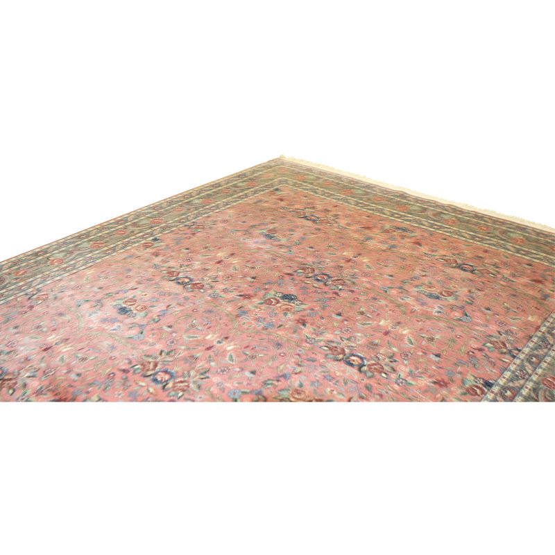 High-Quality Hand-Knotted Rose And Green Area Rug