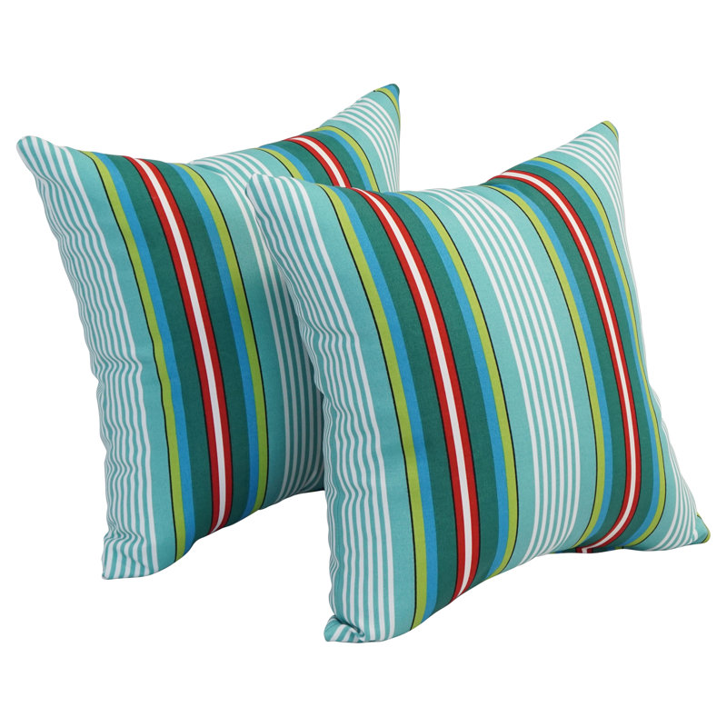 Outdoor Cushion Collection Striped Outdoor Reversible Throw Pillow, Green/Red