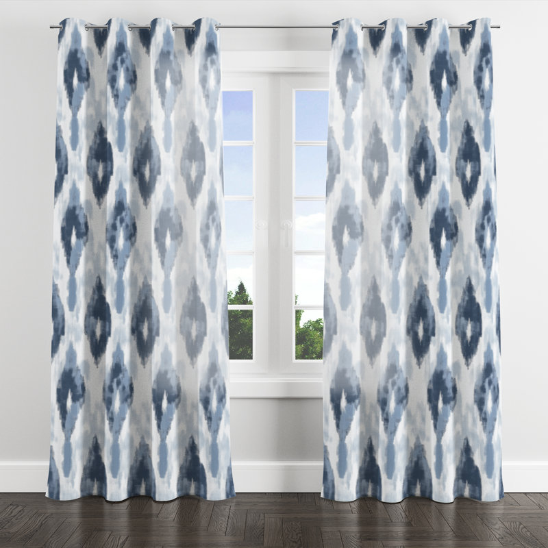 Rideaux modernes pour chambre à coucher - Rideau à œillets scandinave Baljit - 1 panneau, L 52 po x L 84 po, Œillets argentés