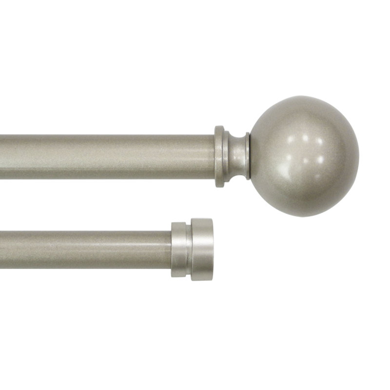 Tringle à rideaux double réglable 0,63 po, 66 po à 120 po, Argent