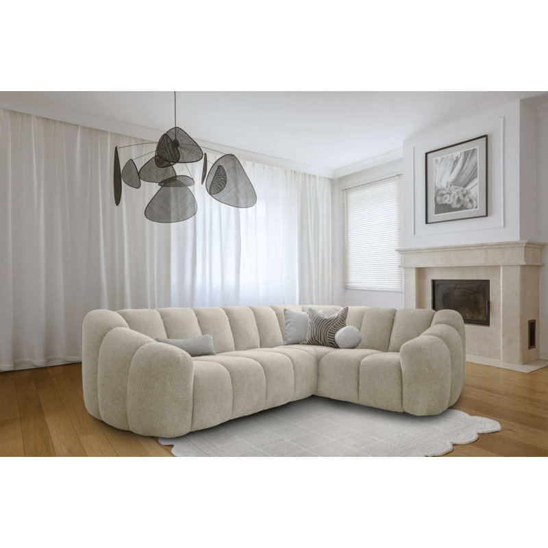 Shell Corner Sofa , Beige, Right Hand Facing