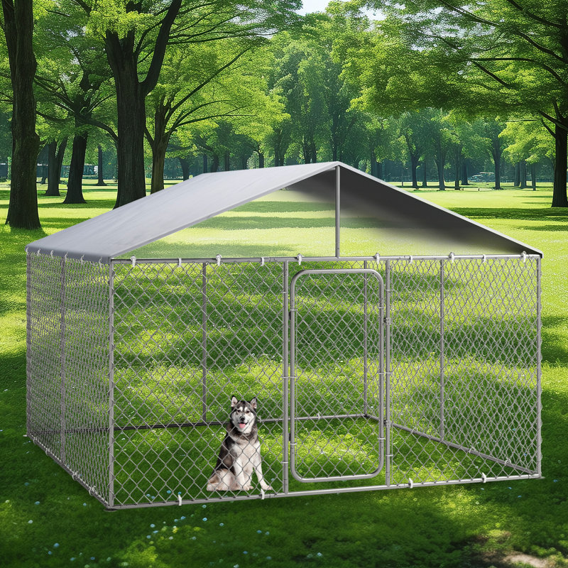 82.7 " H Steel Yard Kennel with Pet Door