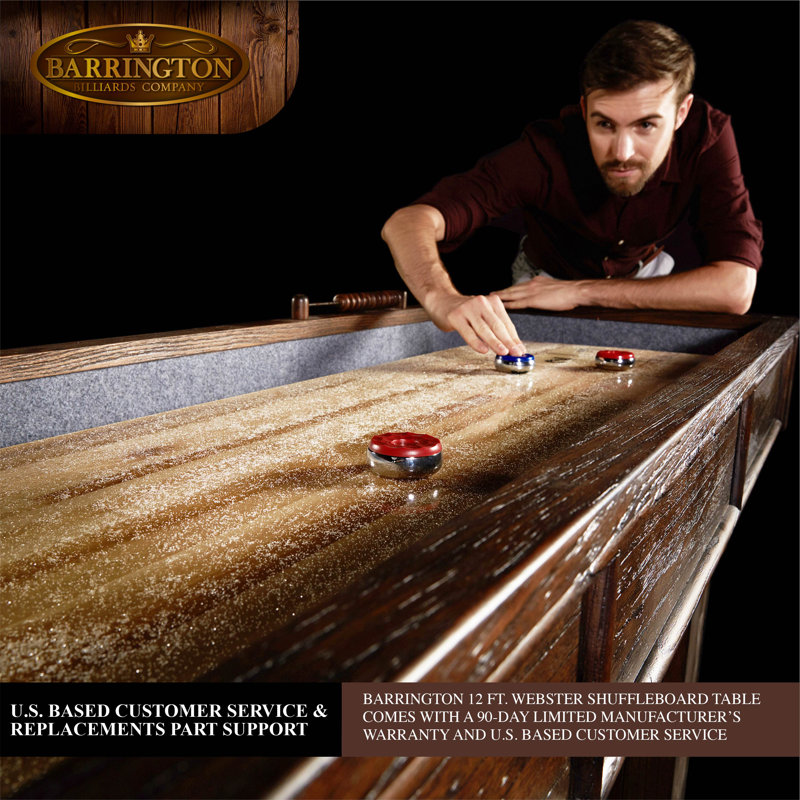 Barrington 12-ft Webster Shuffleboard Table With Scratch-Resistant Playfield and 8 Puck Set