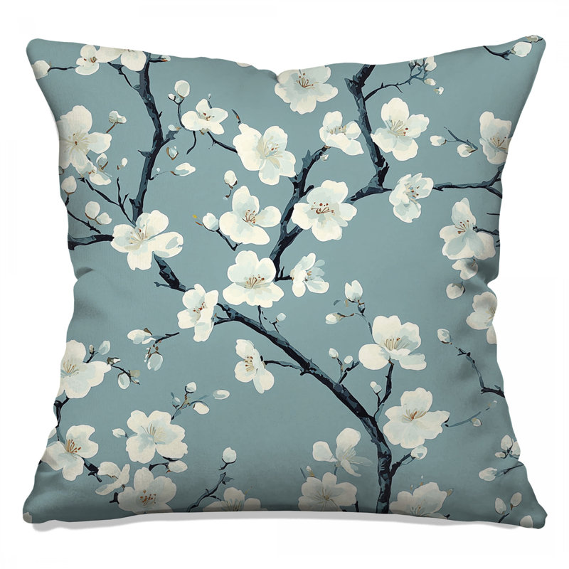 Cherry Blossom Branches Double Sided Throw Pillows, 18 x 18 inches