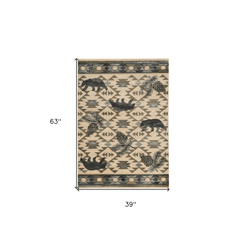 Tapis ivoire et bleu Rayleigh 3 pi x 5 pi Woodland Lodge