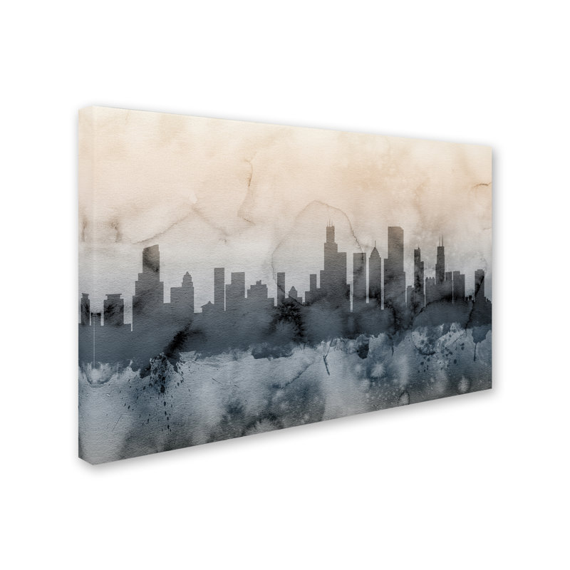 « chicago illinois horizon v », reproduction d’impression sur toile tendue, H 16 po x l 24 po x P 2 po