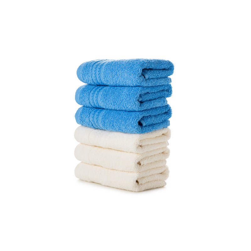 Premium Wash Towel Set (6 Pieces), Blue & Cream, 11.8 x 19.7 inches | 100% Cotton, 17.6 oz/sq yd | Ultra-Soft Absorbent Towels, Perfect for Bath, Spa, and Everyday Use, Luxurious Comfort & Durability