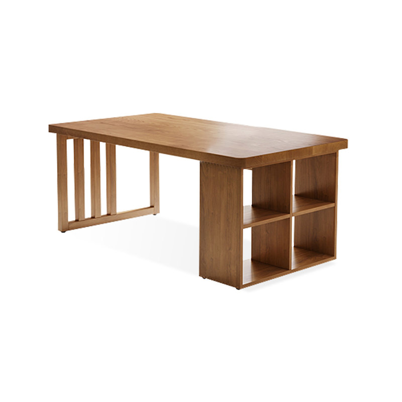 Bureau d'écriture en bois massif avec bibliothèque, H 29,53 po x l 70,87 po x P 31,5 po