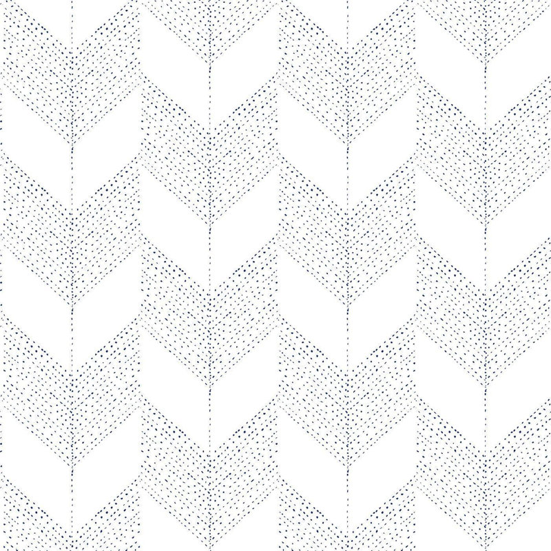 Rouleau de papier peint à chevrons biologiques L 10 pi x l 24 po, Blanc, Autocollant, PVC