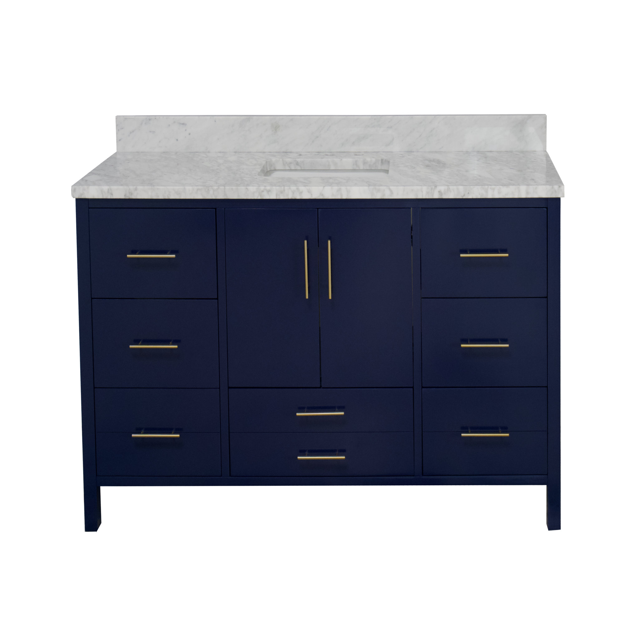 Kiara 60'' Single Bathroom Vanity, Royal Blue, Carrara Marble